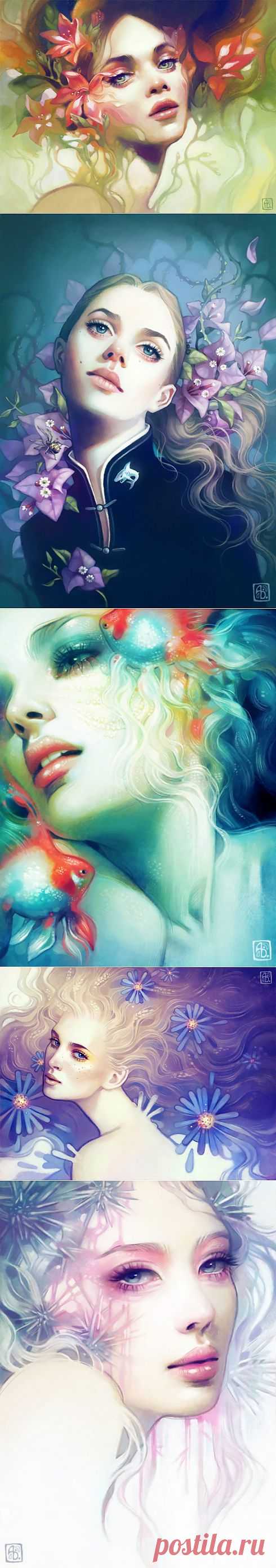 Сказочные женские портреты от художницы Anna Dittmann.