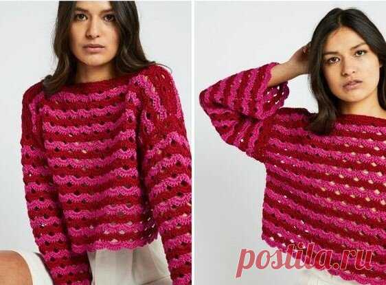 Душа требует красок🌸: яркий свитер крючком (схема+описание) | Knit_For_Real - вязание крючком | Дзен