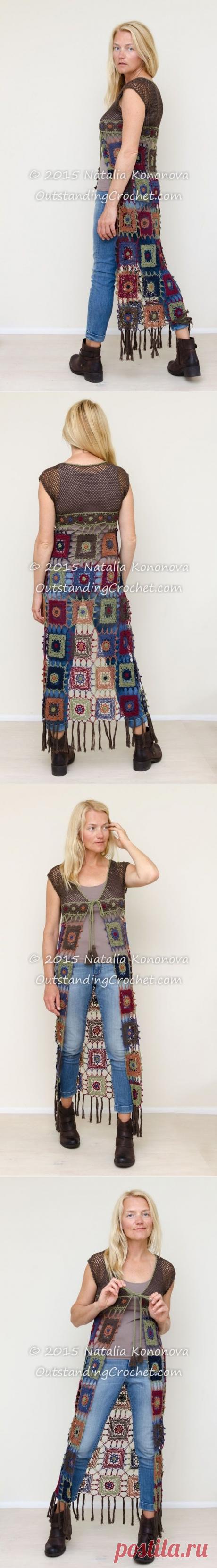 Outstanding Crochet: New crochet pattern in the store - Fringed Boho Vest. Instructions, charts, step-by-step pictures for finishing.