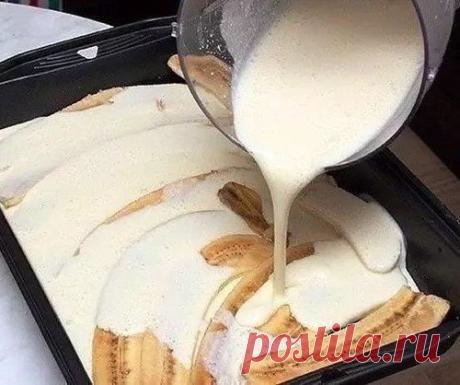 Бананы с творогом и йогуртом