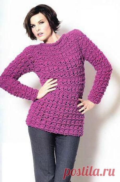 Джемпер «Оригинальность» из толстой пряжи .