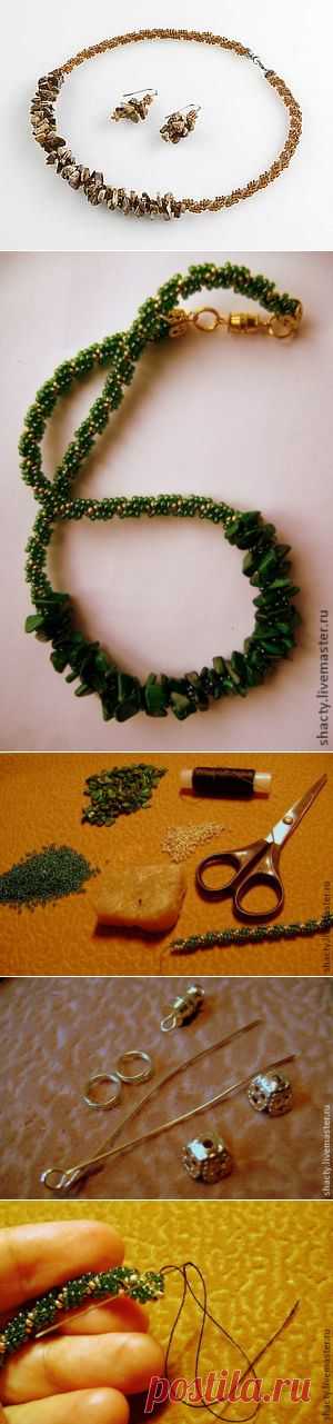 Американский жгут с вплетением каменных сколов | Своими руками