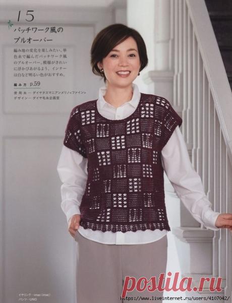 Идея. Новинка. Чудесный жилет или топ. Красивая схема 
#идея #жилет #кофточка