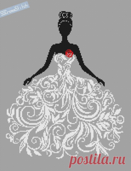 Counted Cross Stitch Pattern Bride in Wedding Dress Abstract