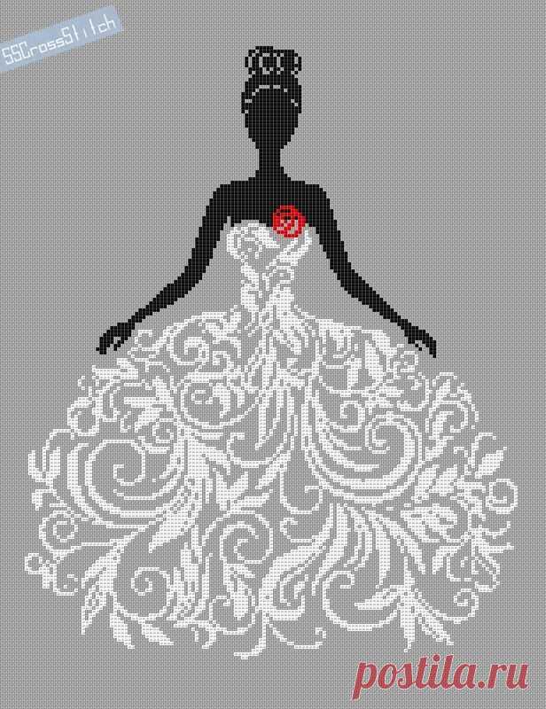 Counted Cross Stitch Pattern Bride in Wedding Dress Abstract