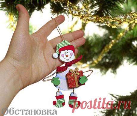 Елочное украшение своими руками. Елочные игрушки своими руками. Снеговик