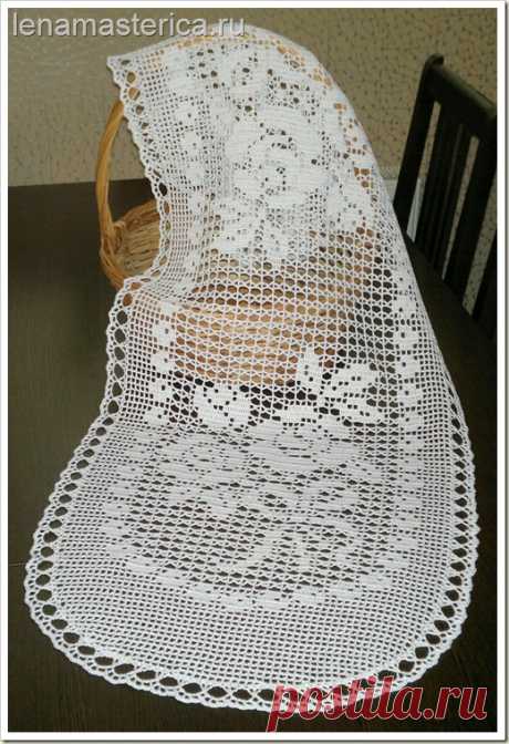 Вязаная салфетка-дорожка “Розы”. Схема