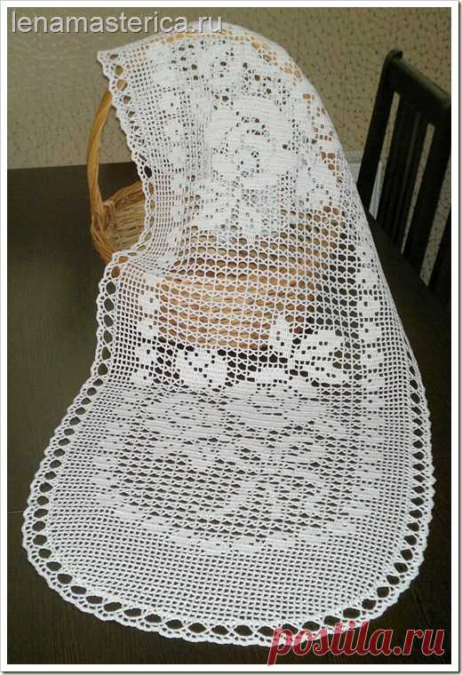 Вязаная салфетка-дорожка “Розы”. Схема