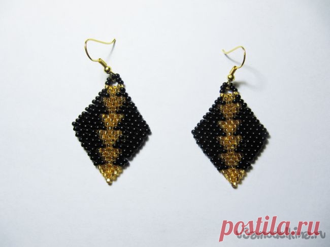 Серьги из бисера Ромбики