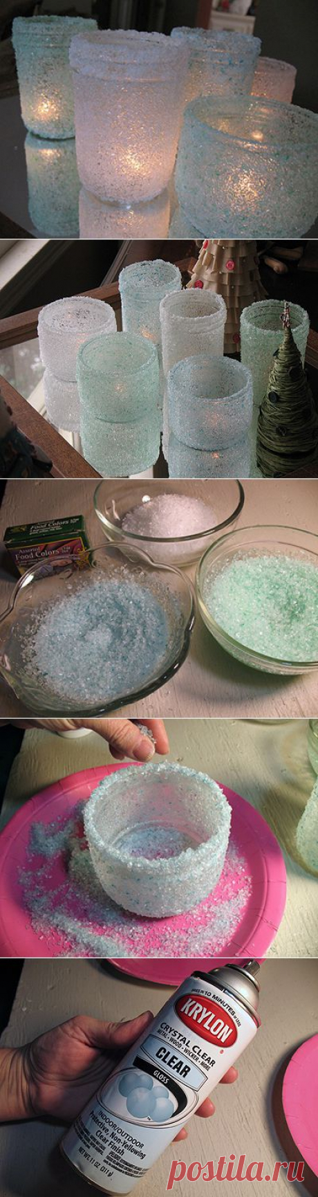 Подсвечник из банки и морской соли.