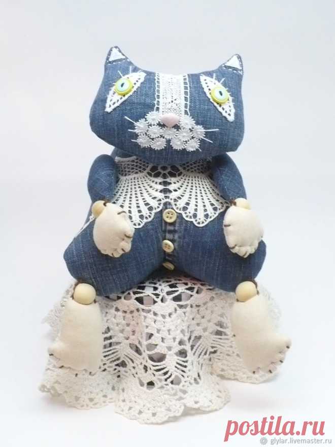 Игрушка текстильная джинсовая  Кот  Красавчик – купить в интернет-магазине на Ярмарке Мастеров с доставкой Игрушка текстильная джинсовая  Кот  Красавчик - купить или заказать в интернет-магазине на Ярмарке Мастеров | Рада приветствовать  посетителей в моем…
