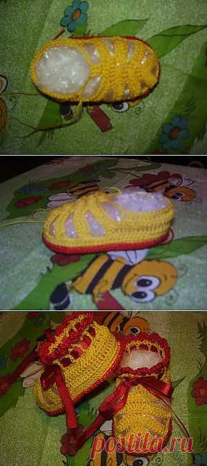 Вязаные вещи ручной работы » Мк — Пинетки «Сандалики»