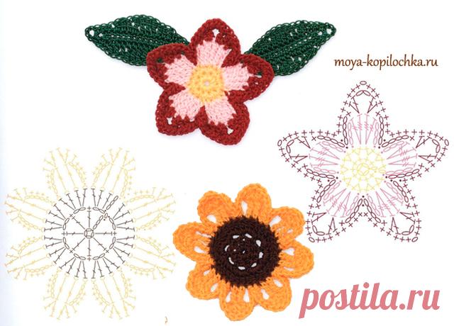 Вязаные цветы. 100 цветочных мотивов для вязания крючком со схемами - Вязание - Моя копилочка