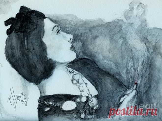 Coco Smoking by PJ Lewis Coco Smoking Drawing by PJ Lewis