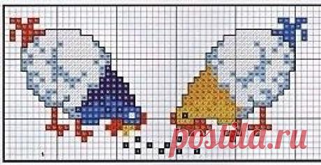 (637) cross stitch | Kreuzstich - Hühner