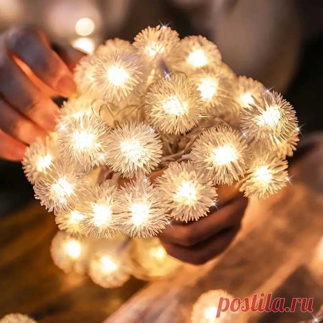 Светодиодные гирлянды «Одуванчик» фонари на батарейках - Temu Moldova