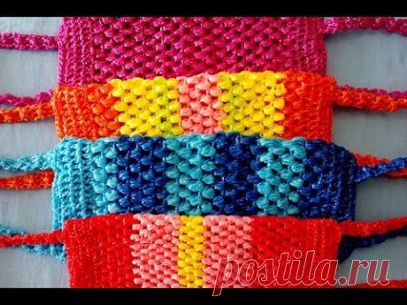 Мочалка крючком.  Как научиться вязать крючком.  Вязание крючком.  Крючок для начинающих 201
