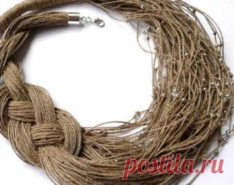 Linen Necklace natural Linen necklace Necklaces by Feltpoint