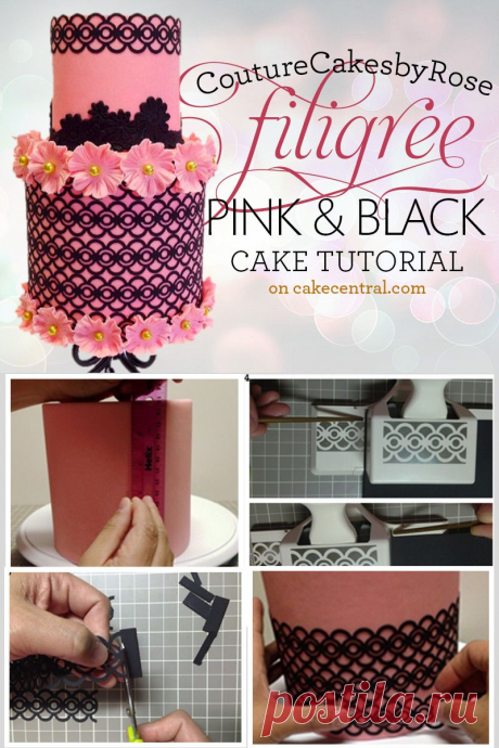Black and Pink Filigree Cake Tutorial - Cake Central