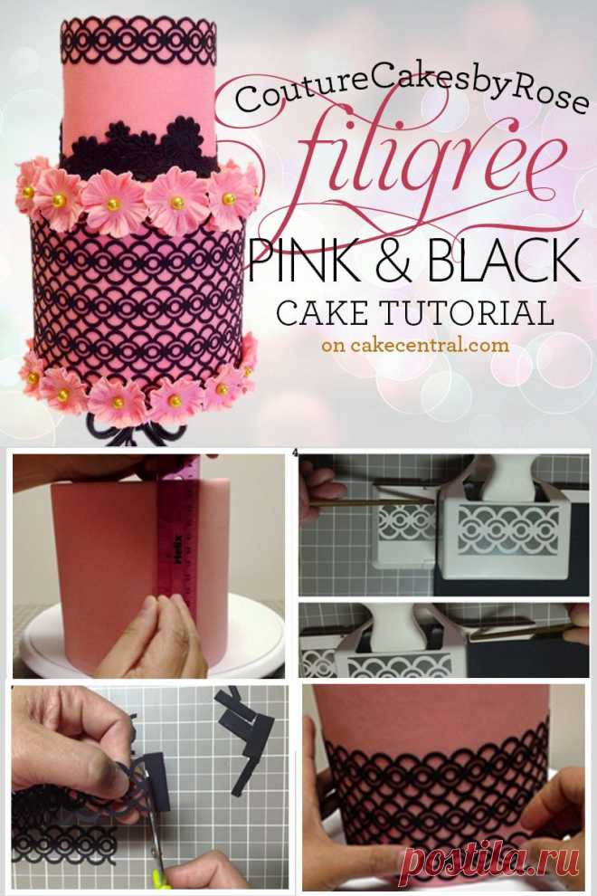 Black and Pink Filigree Cake Tutorial - Cake Central