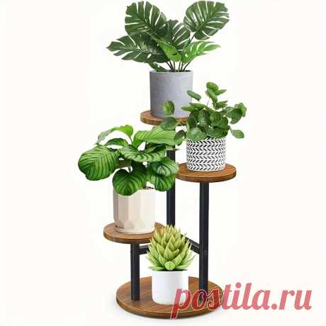 подставка для растений, 3-х ярусная высокая подставка для цветов из массива , подставка для цветочных горшков, полка для цветочных горшков, подставка для горшков, стойка для цветов, для улицы и дома, декоративная подставка для горшков, стойка для цветов – патио, газон и сад – Тему