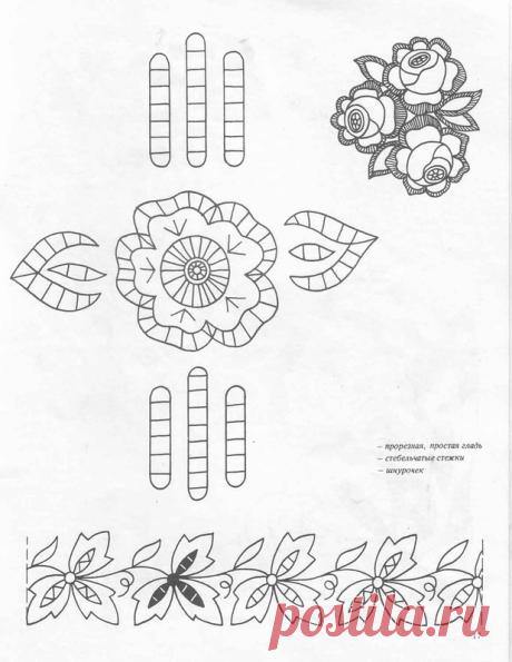 Вышивка ришелье (схемы, рисунки).