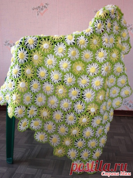 Цветочная поляна: удивительной красоты пледы из вязаных цветов
