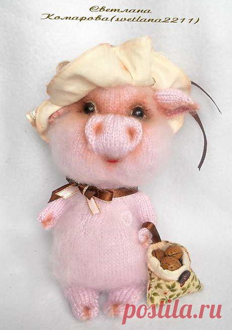 Хрюшки - вязаные игрушки спицами мастер-класс.