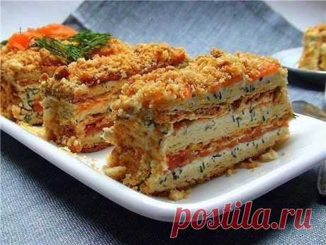 Закусочный торт с картофелем и грибами