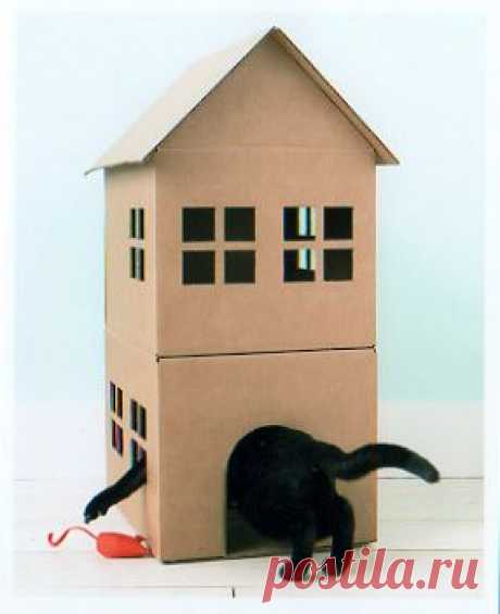 Дом для кошки из картонных коробок делаем сами - Для животных