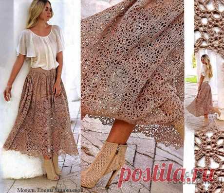 Ажурная юбка крючком
описание и схема по ссылке:        https://povjazem.ru/vyazanie-dlya-zhenshchin/yubka-bryuki-shorty/azhurnaya-yubka-kryuchkom-2