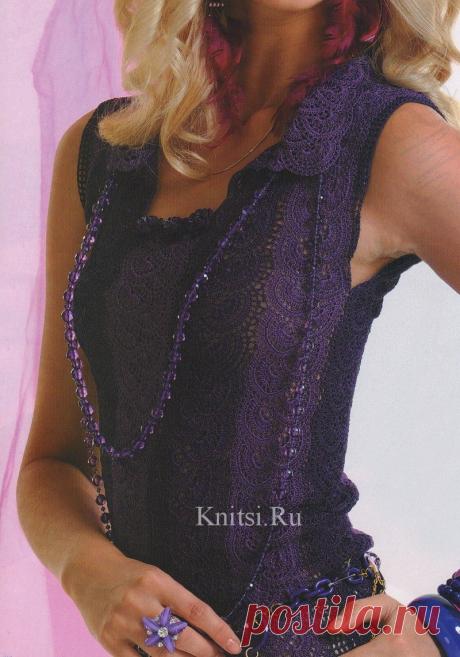 Фиолетовое платье из ленточного кружева