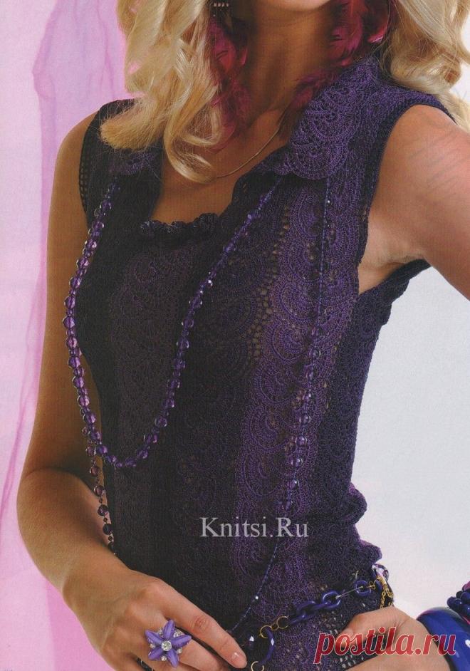 Фиолетовое платье из ленточного кружева