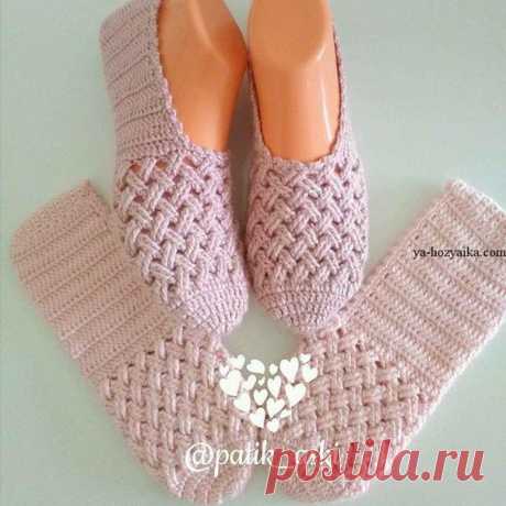 Красивые тапочки крючком.Мастер класс https://ya-hozyaika.com/vyazanie-dlya-doma/tapochki-ob..