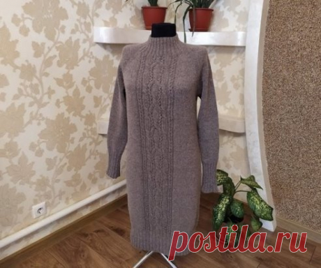 Теплое,стильное платье-свитер спицами.Мастер класс https://ya-hozyaika.com/vyazanie-spitsami/plat-ya-tuniki/plate-sviter-spicami/