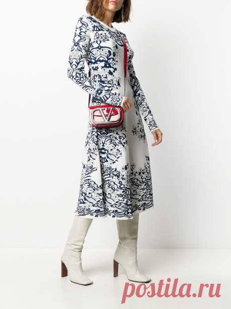 Valentino Knitted Floral Print Dress - Farfetch