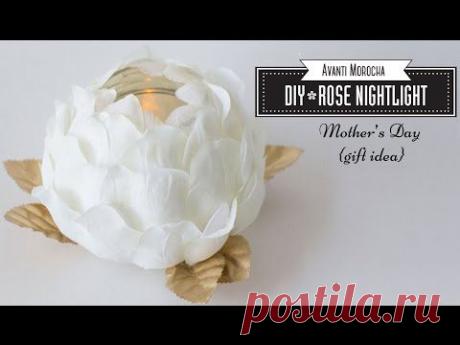 DIY Rose Nightlight - Luz de Noche  /Mother's Day Gift Idea -  (Plastic Spoons)
