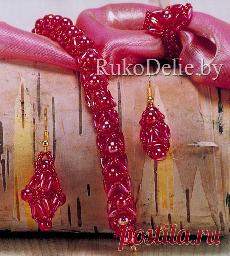Комплект ''Рубиновый'' :: Комплекты и гарнитуры :: Украшения :: Бисероплетение/Sets made of beads :: RukoDelie.by