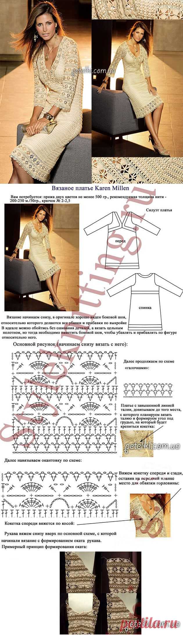 Платье крючком от Karen Millen. Описание и схемы