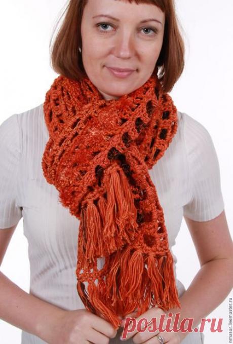 Купить Бохо-шарфик &quot; Рыжий&quot; - рыжий, однотонный, бохо-шарф, бохо, бохо-стиль