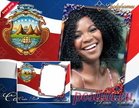 Marco digital con la bandera y escudo de Costa Rica | Marcos y fondos para fotos de ocasiones especiales | Photo Frames