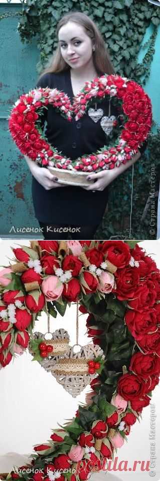 Свит-дизайн. Композиция в виде сердца из розочек