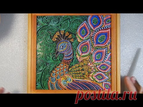 Жар-птица. Рисунок на стену. Точечная роспись. Мастер класс.