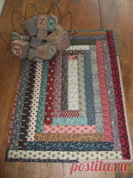 Primitive Quilted Table Runner Folk Art