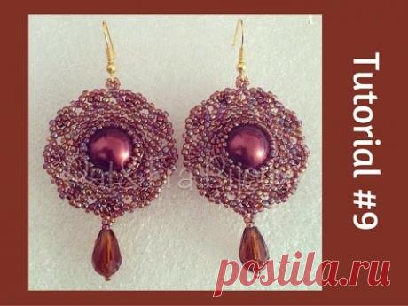 TUTORIAL PERLINE [09] - Orecchini Triumph, perla o rivoli da 14mm. (Beading tutorial)