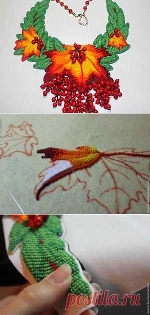 Создание колье из бисера "Осенние краски" - Ярмарка Мастеров - ручная работа, handmade