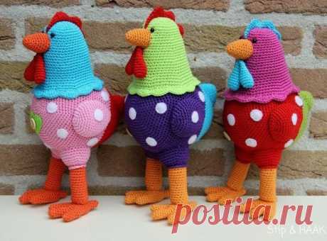 Петухи и курочки Катрин. Вяжем крючком