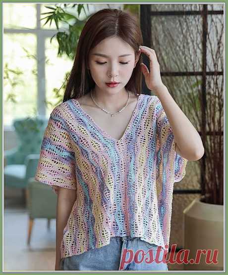 Топ крючком и вариации узора "прорехи" | Вяжем с удовольствием | Дзен