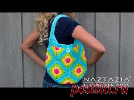 DIY Learn How to Crochet Granny Square Purse Hand Bag Tote Tutorial - Squares, Half Squares,Triangle
