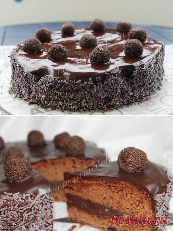 Торт «Шоколадный трюфель» с черносливом и орехами, рецепт с фото.